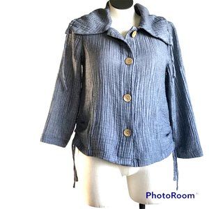 HABITAT Clothes to Live In, Gray Crinkled Fabric, Collared Top/Jacket Size S